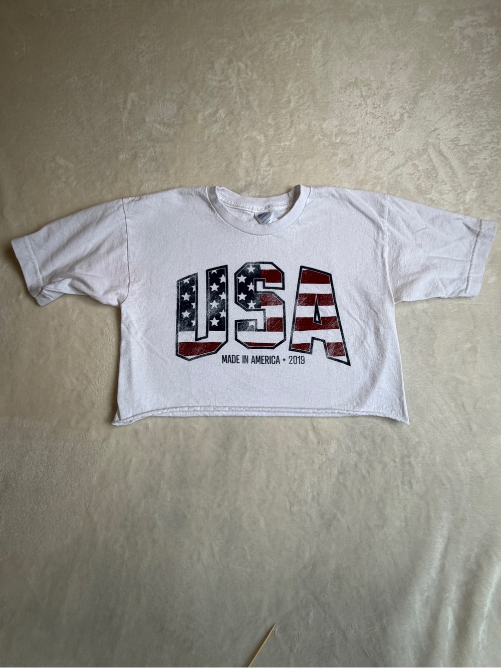 USA Graphic Cropped Women’s Tee - White